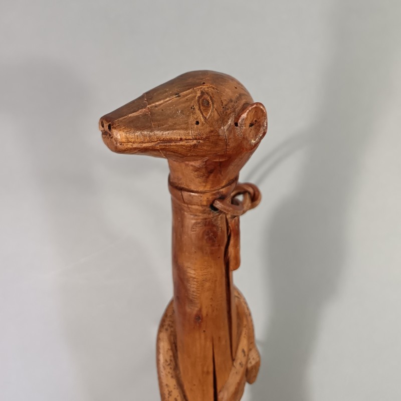 CANNE DATEE 1941 ARTISANAT CAMPAGNE 1939 1940 ET CAMPS DE PRISONNIERS SYMBOLIQUE COULEUVRE ET GRENOUILLE TETE FOUINE