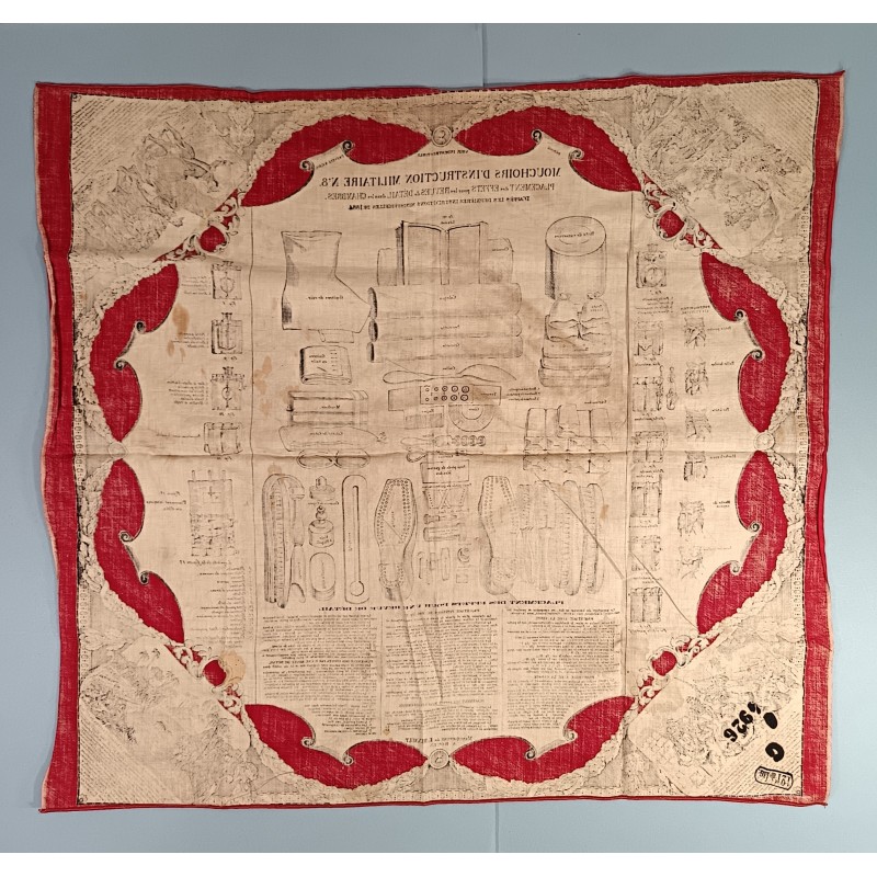 MOUCHOIR D'INSTRUCTION MILITAIRE N° 8 PLACEMENT DES EFFETS POUR LES REVUES DE DETAIL DANS LES CHAMBRES 1884