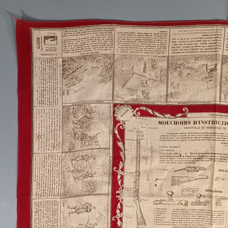 MOUCHOIR D'INSTRUCTION MILITAIRE N° 9 DEMONTAGE ET REMONTAGE DU FUSIL MODELE 1886 MODIFIE 1893 REGIMENTE DU 158 ème DE LIGNE