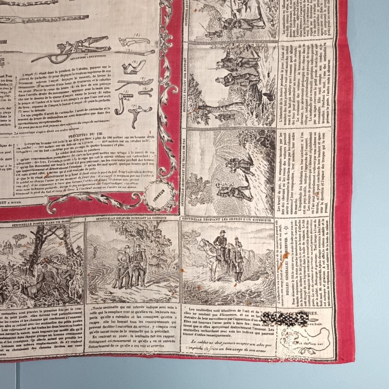 MOUCHOIR D'INSTRUCTION MILITAIRE N° 9 DEMONTAGE ET REMONTAGE DU FUSIL MODELE 1886 MODIFIE 1893 MATRICULES FUSIL LEBEL