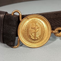 CEINTURON D'UNIFORME OFFICIER DE MARINE OU INFANTERIE COLONIALE BOUCLES DOREES AVEC ANCRES MODELE 1922-1931