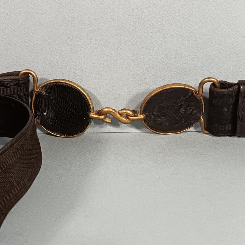 CEINTURON D'UNIFORME OFFICIER DE MARINE OU INFANTERIE COLONIALE BOUCLES DOREES AVEC ANCRES MODELE 1922-1931