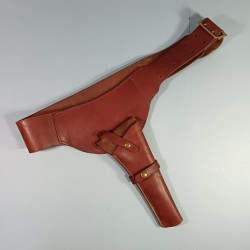 CEINTURON ET HOLSTER WESTERN EN CUIR EPAIS FABRICATION BRAUER BROSS. MFG. CO. NUMEROTEE POUR COLT US ARMY OU NAVY