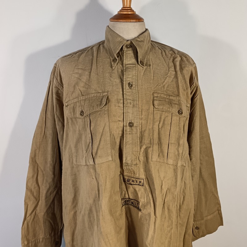 CHEMISE FRANCAISE TROUPE MODELE 1935 REGIMENTEE DU 168 ème RIF REGIMENT D'INFANTERIE DE FORTERESSE CAMPAGNE 1939 1940
