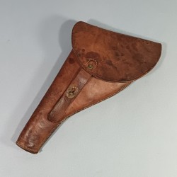 ETUI POUR GAUCHE !! EN CUIR POUR REVOLVER DE TYPE WEBLEY FABRICATION LOCALE OU TERRAIN POUR UN OFFICIER FRANCAIS