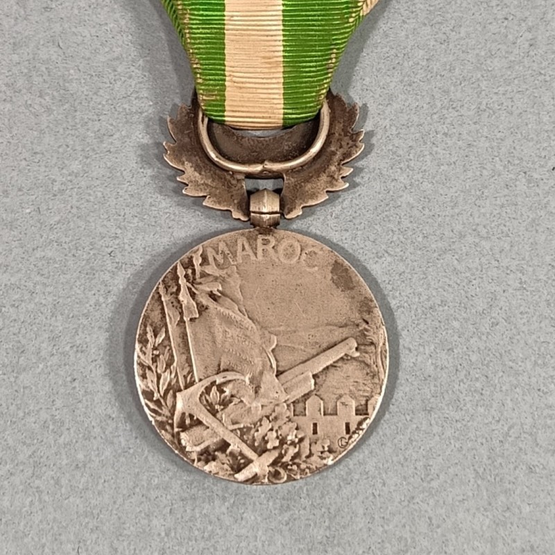 FRANCE MEDAILLE EN ARGENT DES OPERATIONS DE PACIFICATION AU MAROC 1907 ET 1912 GUERRE DU RIF AVEC BARRETTE HAUT-GUIR