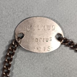 PLAQUE D'IDENTITE MILITAIRE TROUPE DOULAUD MARIUS SOLDAT AU 163 ème REGIMENT D'INFANTERIECLASSE 1915 NIMES MATRICULE 86