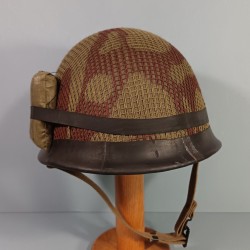 CASQUE FRANCAIS MODELE 1951 AVEC CAMOUFLAGE ET PANSEMENT ETAT NEUF DE STOCK FRANCK - 1953 ET LINER MENESA 1953 + PANSEMENT
