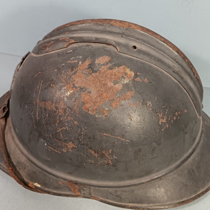 CASQUE ADRIAN MODELE 1915 ARTILLERIE COMPLET GUERRE 1914-1918 POILUS DE VERDUN INSIGNE GRENADE ET CANONS CROISES