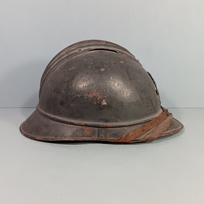 CASQUE ADRIAN MODELE 1915 ARTILLERIE COMPLET GUERRE 1914-1918 POILUS DE VERDUN INSIGNE GRENADE ET CANONS CROISES