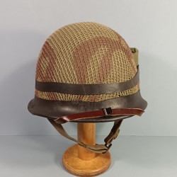 CASQUE FRANCAIS MODELE 1951 AVEC CAMOUFLAGE ET PANSEMENT ETAT NEUF DE STOCK LOURD CARPENTIER 1952 ET LINER CARPENTIER 1953