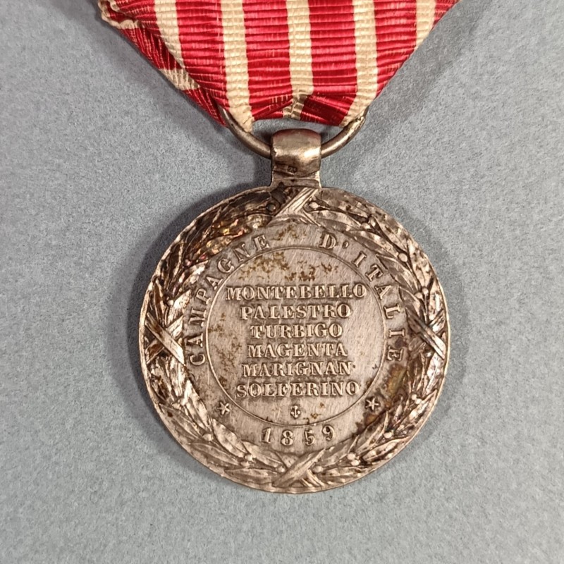 MEDAILLE EN ARGENT DE LA CAMPAGNE D'ITALIE NAPOLEON III 1859 SECOND EMPIRE SIGNEE BARRE