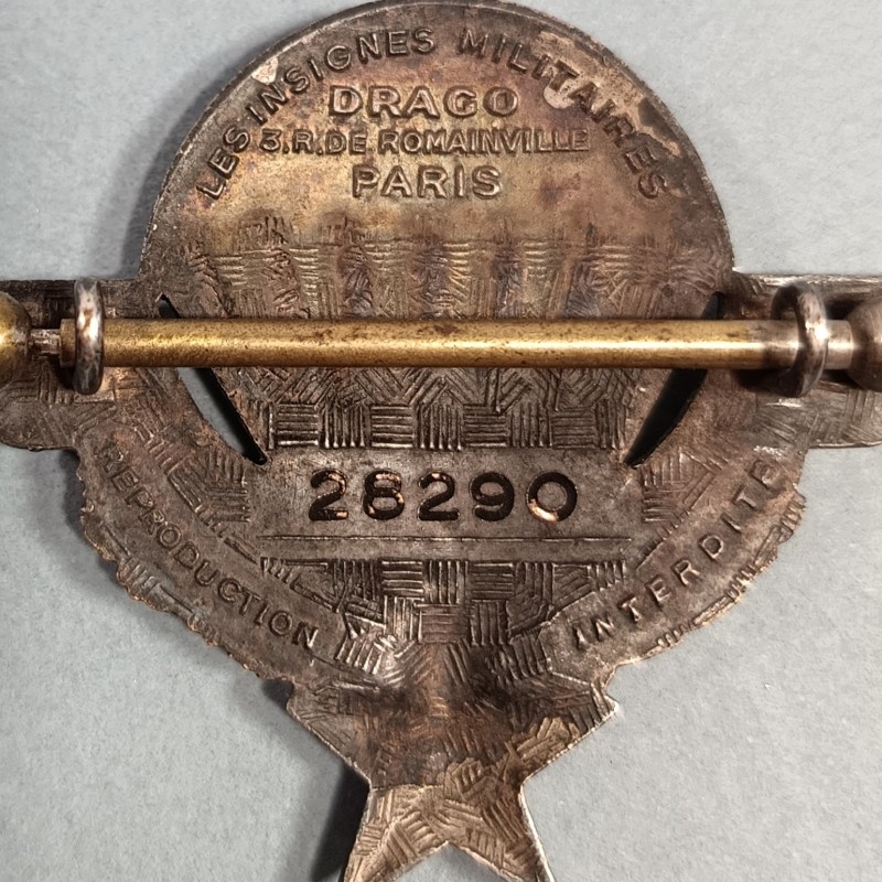 INSIGNE MILITAIRE BREVET PARACHUTISTE NUMEROTE 28290 BREVETE EN 1948 FABRICATION DRAGO ROMAINVILLE