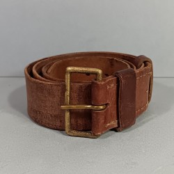CEINTURON OFFICIER OU CAVALERIE ETUI REVOLVER EN CUIR MARRON MODELE ANCIEN 1900 1914 TROISIEME REPUBLIQUE BOUCLE LAITON