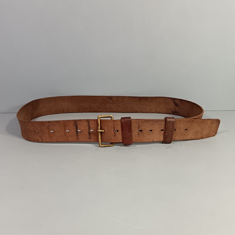 CEINTURON OFFICIER OU CAVALERIE ETUI REVOLVER EN CUIR MARRON MODELE ANCIEN 1900 1914 TROISIEME REPUBLIQUE BOUCLE LAITON