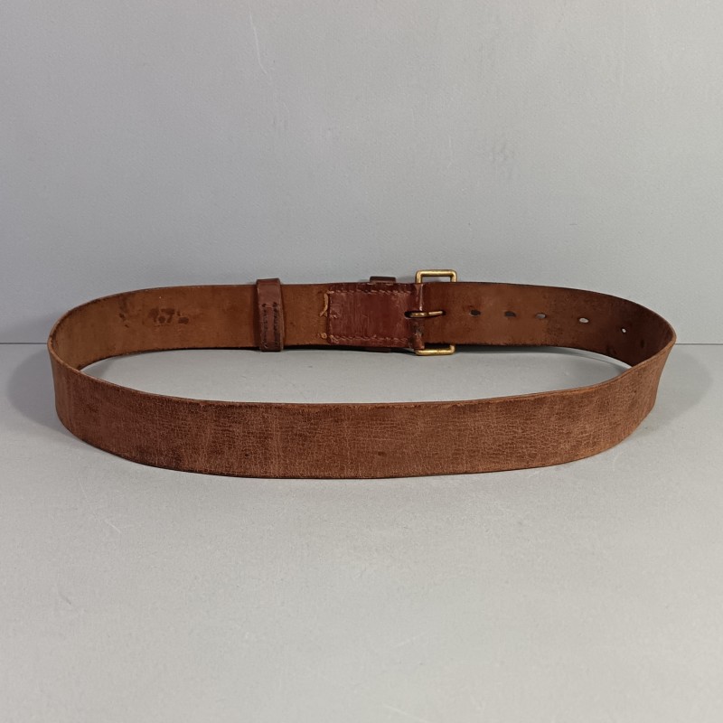 CEINTURON OFFICIER OU CAVALERIE ETUI REVOLVER EN CUIR MARRON MODELE ANCIEN 1900 1914 TROISIEME REPUBLIQUE BOUCLE LAITON
