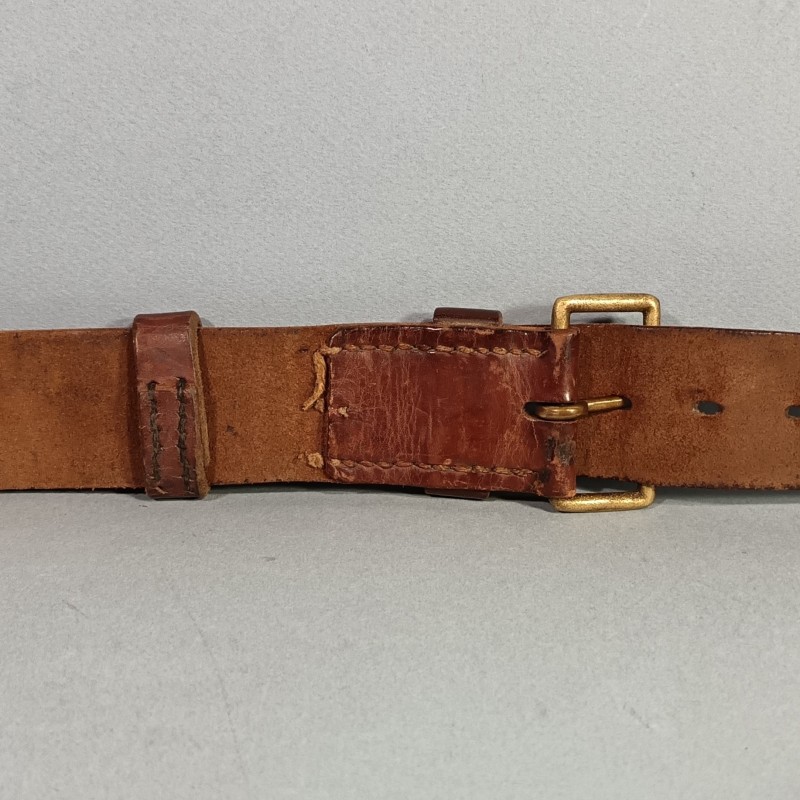 CEINTURON OFFICIER OU CAVALERIE ETUI REVOLVER EN CUIR MARRON MODELE ANCIEN 1900 1914 TROISIEME REPUBLIQUE BOUCLE LAITON