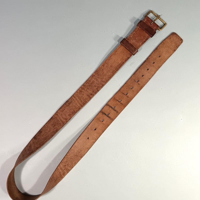 CEINTURON OFFICIER OU CAVALERIE ETUI REVOLVER EN CUIR MARRON MODELE ANCIEN 1900 1914 TROISIEME REPUBLIQUE BOUCLE LAITON