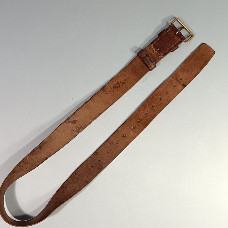 CEINTURON OFFICIER OU CAVALERIE ETUI REVOLVER EN CUIR MARRON MODELE ANCIEN 1900 1914 TROISIEME REPUBLIQUE BOUCLE LAITON