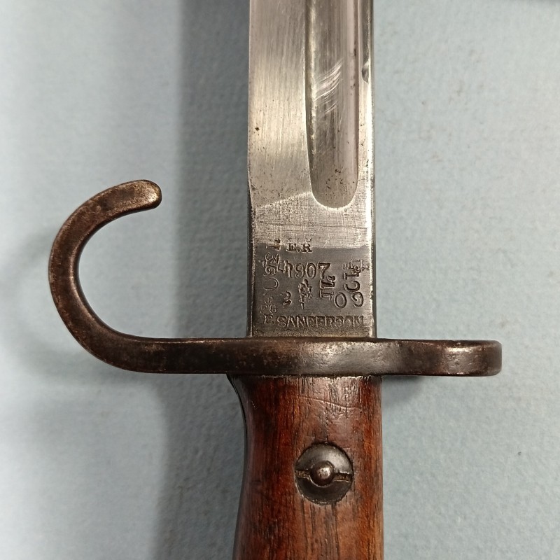 RARE ET SUPERBE "DANS SON JUS" BAIONNETTE ANGLAISE MODELE 1907 AVEC QUILLON SANDERSON NON MODIFIEE NOMBREUX MARQUAGES