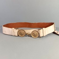 CEINTURON D'UNIFORME D'OFFICIER TENUE 1931 BLANCHE TROUPES COLONIALES CAVALERIE ET GENDARMERIE BOUCLES ARGENTEES