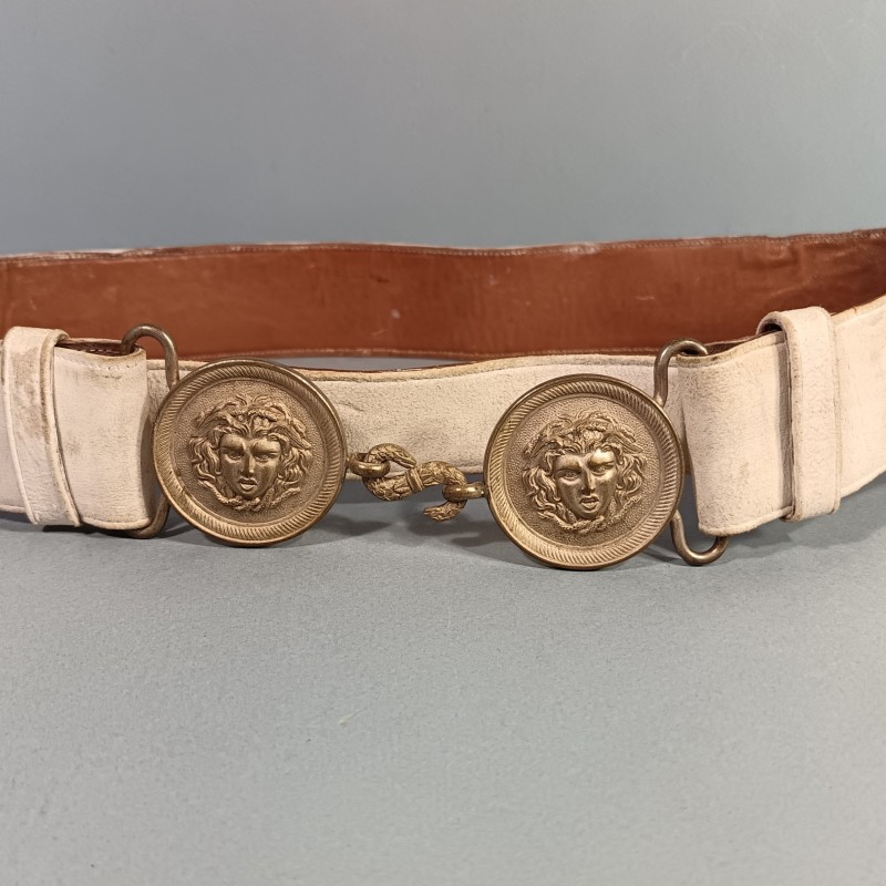 CEINTURON D'UNIFORME D'OFFICIER TENUE 1931 BLANCHE TROUPES COLONIALES CAVALERIE ET GENDARMERIE BOUCLES ARGENTEES