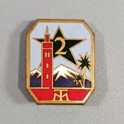 INSIGNE MILITAIRE 2 ème REGIMENT DE TIRAILLEURS MAROCAINS FABRICATION 1950 DRAGO PARIS RUE OLIVIER METRA