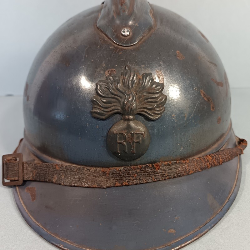 CASQUE ADRIAN MODELE 1915 INFANTERIE CAVALERIE LEGION COMPLET GUERRE 1914-1918 POILUS DE VERDUN INSIGNE GRENADE