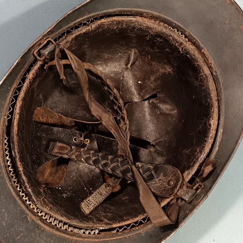 CASQUE ADRIAN MODELE 1915 INFANTERIE CAVALERIE LEGION COMPLET GUERRE 1914-1918 NOMINATIF JUGULAIRE OFFICIER TRESSEE