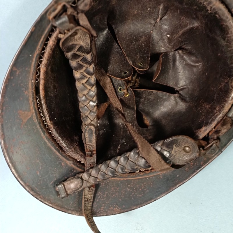 CASQUE ADRIAN MODELE 1915 INFANTERIE CAVALERIE LEGION COMPLET GUERRE 1914-1918 NOMINATIF JUGULAIRE OFFICIER TRESSEE