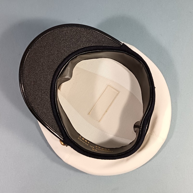 CASQUETTE AVIATION MODELE 1929 SOUS-LIEUTENANT DE LA MARINE ANNEES 1980 TAILLE 55 DESSUS BLANC ETE