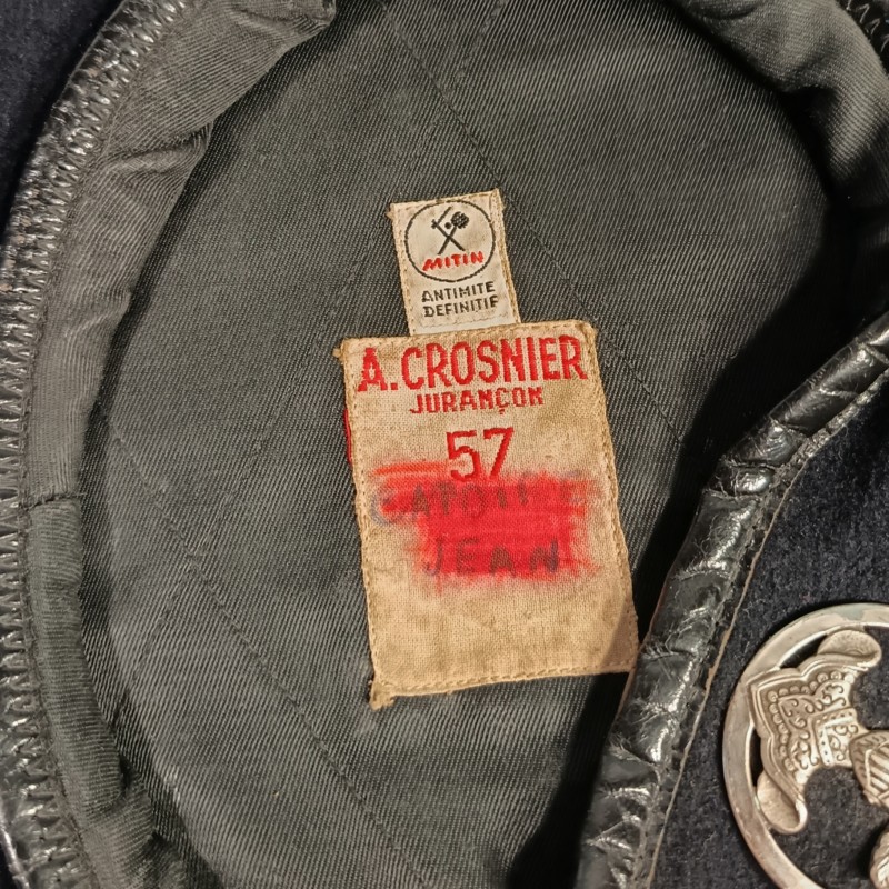 BERET NOIR ARME BLINDEE CAVALERIE CHARS DE COMBAT GUERRE D'ALGERIE FABRICATION ANNEES 1950 INSIGNE DRAGO PARIS ROMAINVILLE 1956