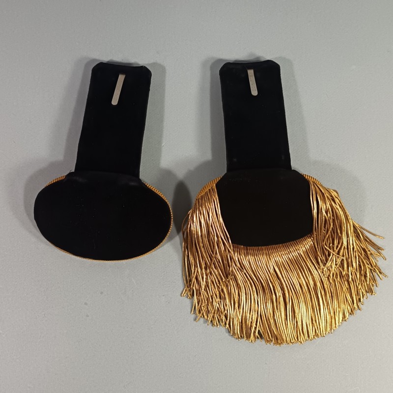 EPAULETTES D'ADJUDANT DE BATAILLON DE CHASSEURS A PIED OU CHASSEURS ALPINS EN BOITE TROISIEME REPUBLIQUE ET TENUE 1931