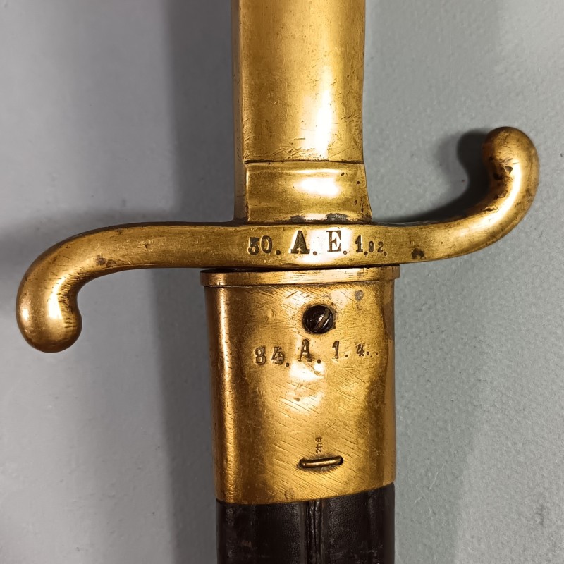 FASCHINENMESSER ALLEMAND MODELE 1864 DATE 1872 AVEC REGIMENT DU FASCINE ET DU FOURREAU 50.A.E.1.92. ET 84.A.1.4.