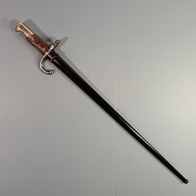 BAIONNETTE DE MARINE POUR FUSIL MODELE 1878 KROPATSCHEK DATE 1879 FOURREAU LAQUE NOIR