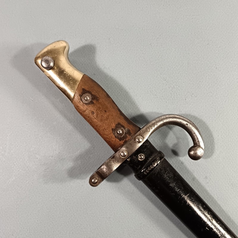 BAIONNETTE DE MARINE POUR FUSIL MODELE 1878 KROPATSCHEK DATE 1879 FOURREAU LAQUE NOIR