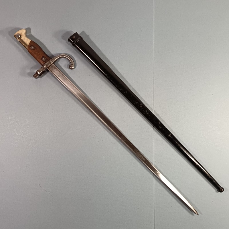 BAIONNETTE DE MARINE POUR FUSIL MODELE 1878 KROPATSCHEK DATE 1879 FOURREAU LAQUE NOIR