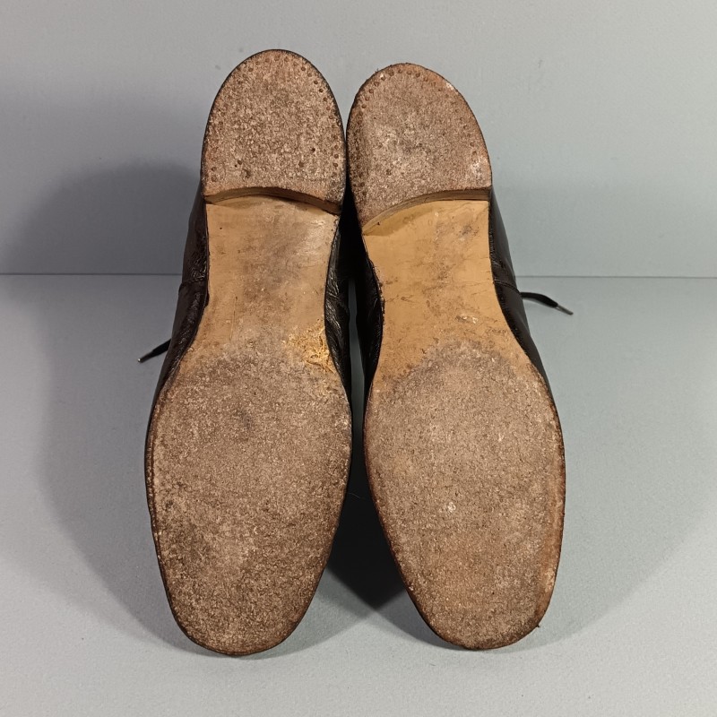 PAIRE DE BOTTINES EN CUIR ET FEUTRE NOIR FOURREES VERS 1900 1914 POUR TENUES D'OFFICIER TAILLE 1940-41