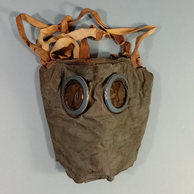 RARE MASQUE A GAZ M2 GUERRE 1914 1918 RARE TOILE BLEUE MUSETTE DE TRANSPORT ARTILLEUR AU 252 ème REGT D'ARTILLERIE