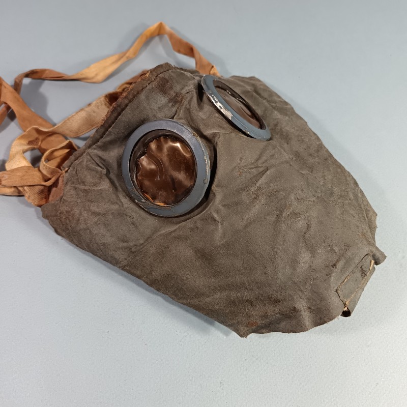 RARE MASQUE A GAZ M2 GUERRE 1914 1918 RARE TOILE BLEUE MUSETTE DE TRANSPORT ARTILLEUR AU 252 ème REGT D'ARTILLERIE