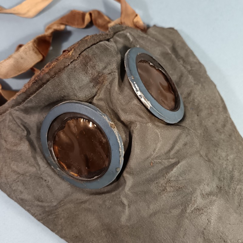 RARE MASQUE A GAZ M2 GUERRE 1914 1918 RARE TOILE BLEUE MUSETTE DE TRANSPORT ARTILLEUR AU 252 ème REGT D'ARTILLERIE