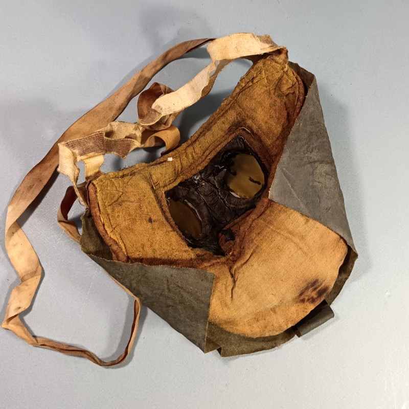 RARE MASQUE A GAZ M2 GUERRE 1914 1918 RARE TOILE BLEUE MUSETTE DE TRANSPORT ARTILLEUR AU 252 ème REGT D'ARTILLERIE