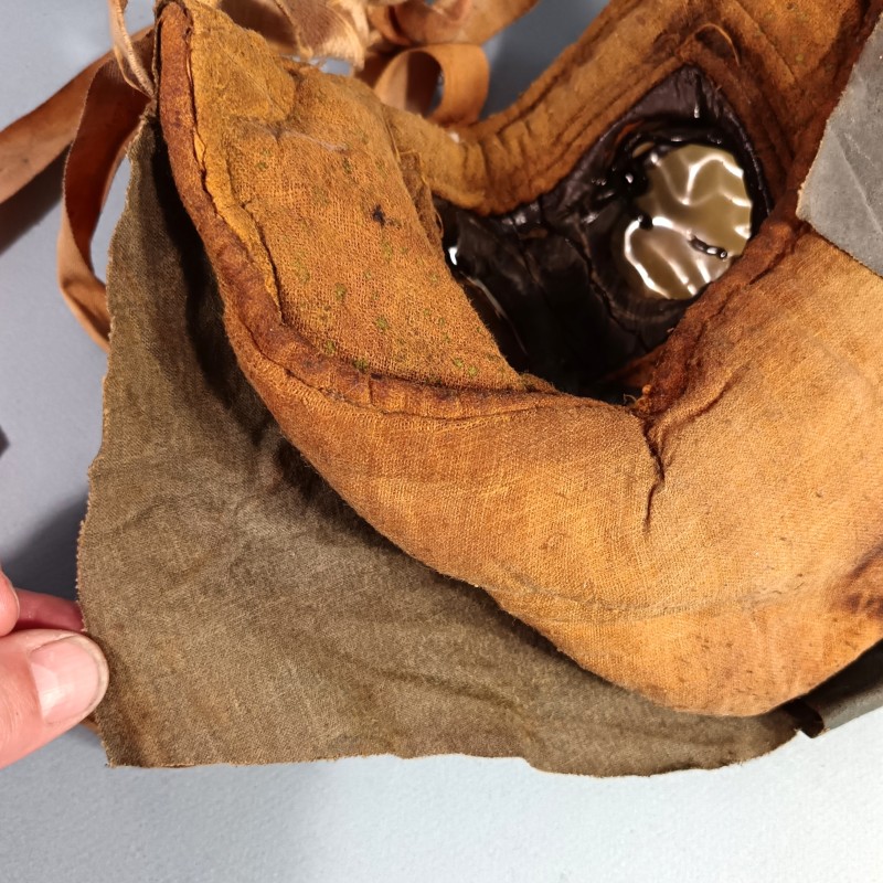 RARE MASQUE A GAZ M2 GUERRE 1914 1918 RARE TOILE BLEUE MUSETTE DE TRANSPORT ARTILLEUR AU 252 ème REGT D'ARTILLERIE