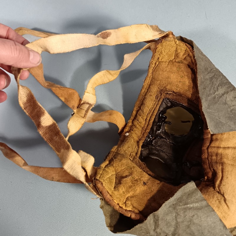 RARE MASQUE A GAZ M2 GUERRE 1914 1918 RARE TOILE BLEUE MUSETTE DE TRANSPORT ARTILLEUR AU 252 ème REGT D'ARTILLERIE