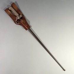 BAIONNETTE LEBEL MODELE 1886 PREMIER TYPE AVEC QUILLON POIGNEE MAILLECHORT "LA ROSALIE" GUERRE 1914 1918 AVEC SON CUIR
