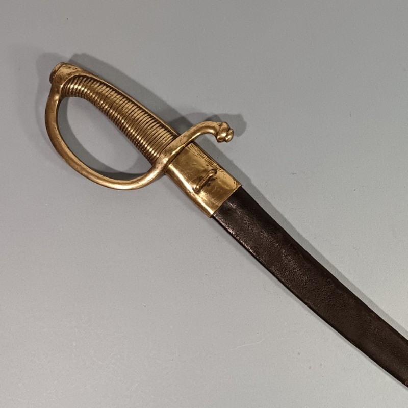 SABRE BRIQUET INFANTERIE MODELE AN IX PREMIER EMPIRE GARDE BOUTET ET LAME AVEC DEVISE EN NORVEGIEN AVEC SON FOURREAU