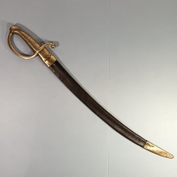 SABRE BRIQUET INFANTERIE MODELE AN IX PREMIER EMPIRE GARDE BOUTET ET LAME AVEC DEVISE EN NORVEGIEN AVEC SON FOURREAU