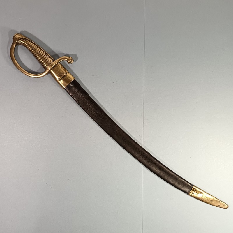 SABRE BRIQUET INFANTERIE MODELE AN IX PREMIER EMPIRE GARDE BOUTET ET LAME AVEC DEVISE EN NORVEGIEN AVEC SON FOURREAU