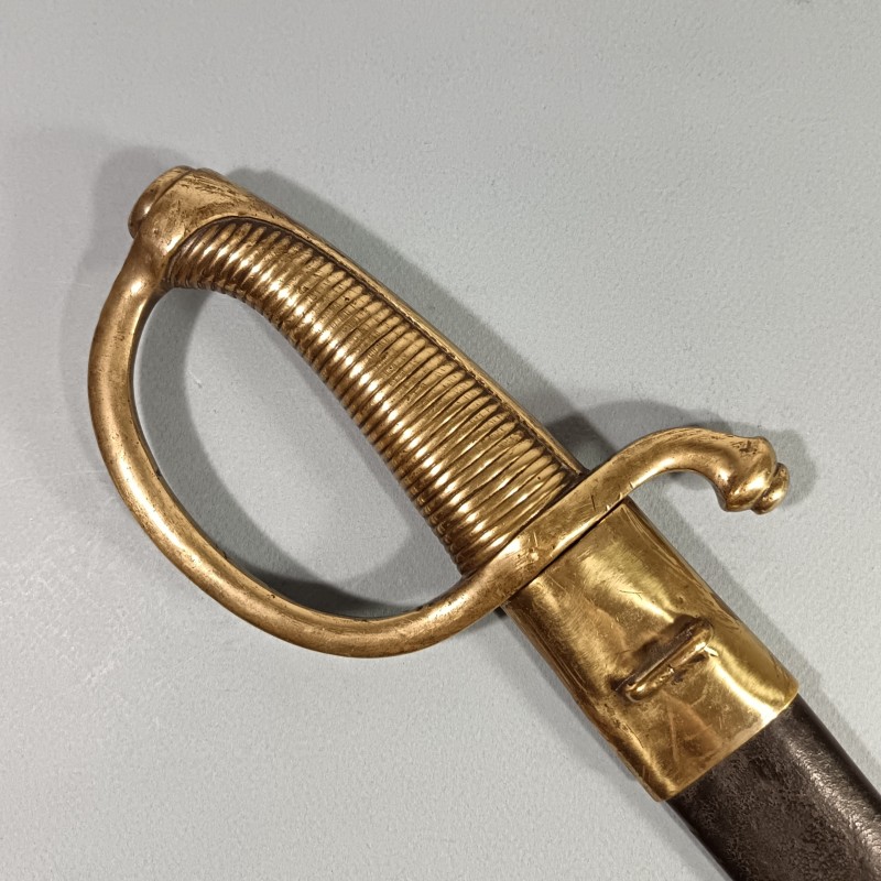 SABRE BRIQUET INFANTERIE MODELE AN IX PREMIER EMPIRE GARDE BOUTET ET LAME AVEC DEVISE EN NORVEGIEN AVEC SON FOURREAU