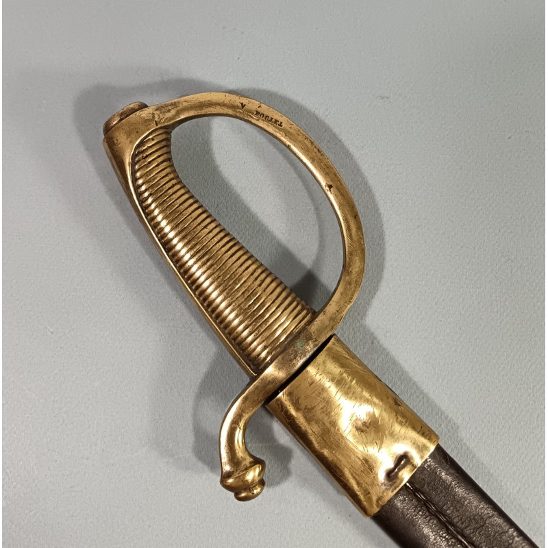 SABRE BRIQUET INFANTERIE MODELE AN IX PREMIER EMPIRE GARDE BOUTET ET LAME AVEC DEVISE EN NORVEGIEN AVEC SON FOURREAU